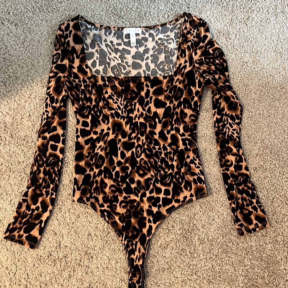 Leith Cheetah Print square neck bodysuit
